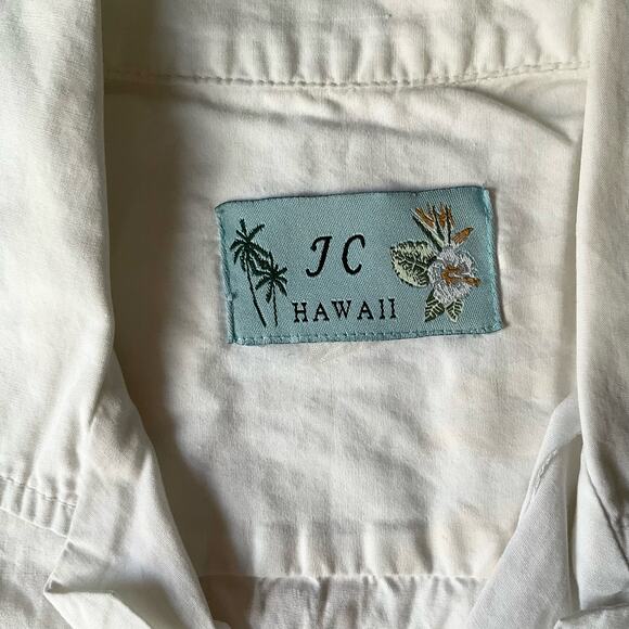 JC Hawaii  Men’s Short Sleeve Button Down Shirt size M, Floral White - Picture 6 of 7